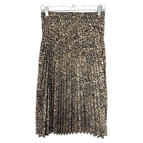 Pleated Y2k Whimsigoth Midi Skirt S Brown Leopard Cheetah Swifty Mob Wife Boho - Picture 6 of 10